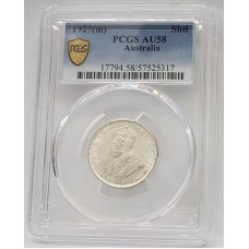 AUSTRALIA 1927 . ONE 1 SHILLING . PCGS AU58